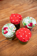 Strawberry Gingham Mason Jar Lid Covers, Set of 4